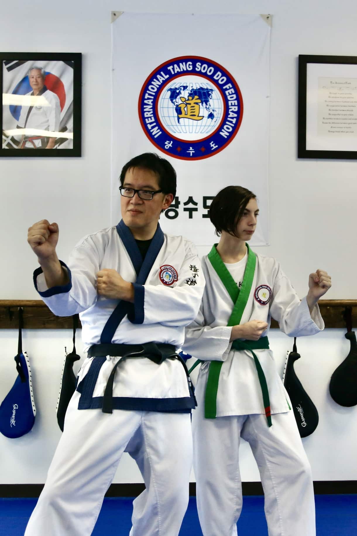 Two Kids Performing Karate Moves